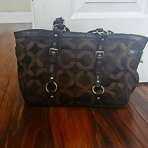 Brown Coach Double Strap Purse